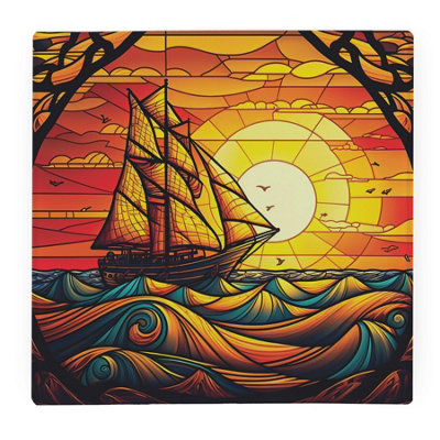 Boat Stained Glass Kitchen Gifts - Coastal Themed Large Worktop Protector/Trivet - Image 3