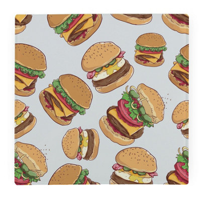 Cheeseburger Kitchen Gifts - Food Themed Large Glass Worktop Protector/Trivet - Image 3