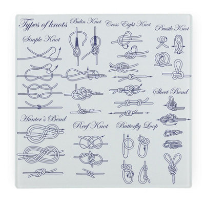 Purely Home Types Of Knots Large Square Worktop Protector - Smooth Glass Chopping Board - Blue - Image 3