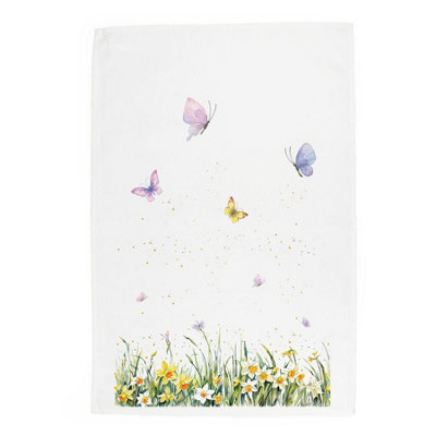 Purely Home Spring Daffodils Tea TowelYellow Flowers Bright Springtime GiftsPanama Cotton Kitchen Dish Towel/drying Cloth67Cm X 45Cm from B&Q