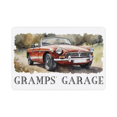 B&Q -  Gramps Garage SignVintage Cars Themed Metal Plaque Garage/man Cave Gifts For Fathers DayWall Decor 28Cm X 20Cm