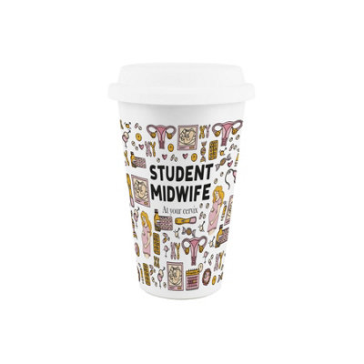 Purely Home Student Midwife Ceramic Travel MugNovelty Job Gifts For Midwives/fertility DoctorsReusable Double-Walled Insulated Flask from B&Q