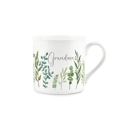 Purely Home Grandma Ferns & Greenery MugGarden Themed Gift For Grandmothers Bone China MugTea/coffee Hot Drinks Cup Present from B&Q
