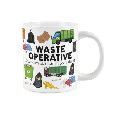 Purely Home Novelty Waste Operative MugExtra Large Jumbo Humourous Trades Gifts For Bin MenCeramic Large Tea/coffee Cup from B&Q
