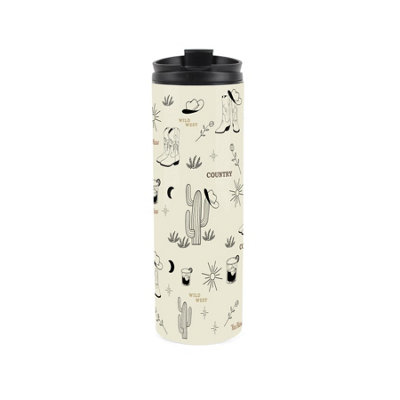 B&Q -  Wild West Country Travel MugGifts For Country & Western FansStainless Steel Vacuum-Sealed Double-Walled Hot/cold Drink Flask