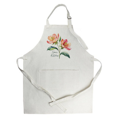 Purely Home Nans Kitchen White ApronPretty Floral Gifts For NanAdjustable Neck/waist Ties Cooking & Baking Apron With Large Pocket from B&Q