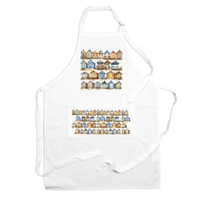Purely Home Beach Huts ApronCoastal Seaside Cooking & Baking Kitchen GiftsApron With Adjustable Neck/waist Ties & Large Front Pocket from B&Q