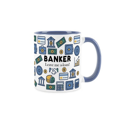Purely Home Banker MugFunny Finance Worker Novelty Gifts For BankersTea/coffee Hot Drinks Blue Ceramic Cup Present from B&Q