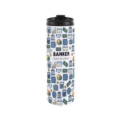 Purely Home Banker Travel MugNovelty Gift For Finance WorkersReusable Stainless Steel Vacuum-Sealed Double-Walled 500Ml Flask With Lid from B&Q