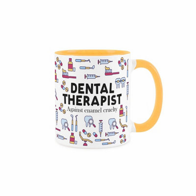 Purely Home Dental Therapist MugHumorous Dentistry Novelty GiftsTea/coffee Hot Drinks Yellow Ceramic Cup Present from B&Q