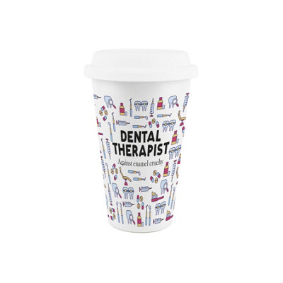 Dental Therapist Ceramic Travel Mug - Reusable Cup Novelty Dentistry Gifts - Image 3