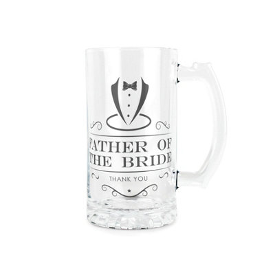 Purely Home Father Of The Bride Glass SteinWedding Roles Drinks Glass Thank You Gift450Ml Drinking Cup/tankard With Handle Present from B&Q