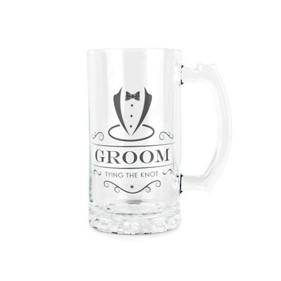 Purely Home Groom Glass SteinWedding Roles Drinks Glass Thank You Gift450Ml Drinking Cup/tankard With Handle Present from B&Q