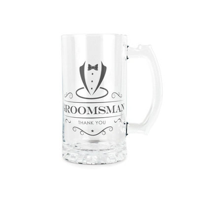 Purely Home Groomsman Glass SteinWedding Roles Drinks Glass Thank You Gift450Ml Drinking Cup/tankard With Handle Present from B&Q
