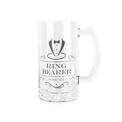 Purely Home Ring Bearer Glass SteinWedding Roles Drinks Glass Thank You Gift450Ml Drinking Cup/tankard With Handle Present from B&Q