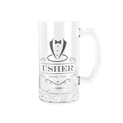 Purely Home Usher Glass SteinWedding Roles Drinks Glass Thank You Gift450Ml Drinking Cup/tankard With Handle Present from B&Q