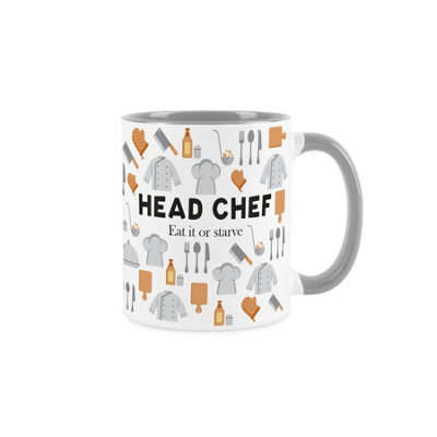 Purely Home Head Chef MugHumourous Trades Funny Novelty GiftTea/coffee Grey Ceramic Cup Present For Chefs/cooks from B&Q