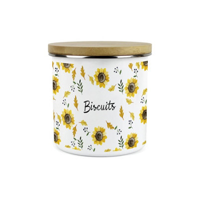 Purely Home Sunflowers Large Kitchen Storage Canister - White - Image 4
