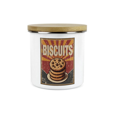 B&Q -  Retro 1950S Style Small Biscuits Storage Canister1.2L Enamel Snacks/food Storage Container - Image 4