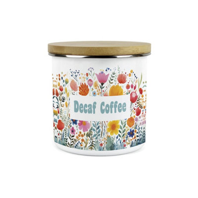 Purely Home Flower Meadow Decaf Coffee Storage CanisterBright Floral Kitchen DécorLarge 1.2L Enamel Hot Drinks/food Storage Container from B&Q