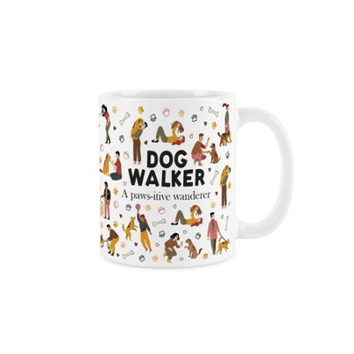 Purely Home Dog Walker MugHumourous Trades Funny Novelty GiftTea/coffee White Ceramic Cup Present For Dog Walkers & Sitters from B&Q