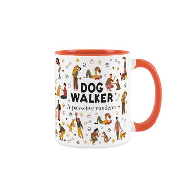 Purely Home Dog Walker MugHumourous Trades Funny Novelty GiftTea/coffee Orange Ceramic Cup Present For Dog Walkers & Sitters from B&Q