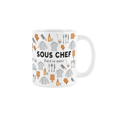Purely Home Sous Chef MugHumourous Trades Funny Novelty GiftTea/coffee White Ceramic Cup Present For Chefs/cooks from B&Q