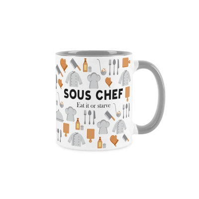 Purely Home Sous Chef MugHumourous Trades Funny Novelty GiftTea/coffee Grey Ceramic Cup Present For Chefs/cooks from B&Q