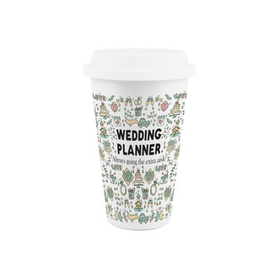 Purely Home Wedding Planner Ceramic Travel MugNovelty Gifts For Event OrganisersReusable Silicone Lid Double-Walled Insulated Flask from B&Q