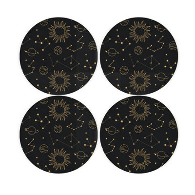 Purely Home Celestial Glass Coaster Set - Nights Sky Constellations Set Of Four