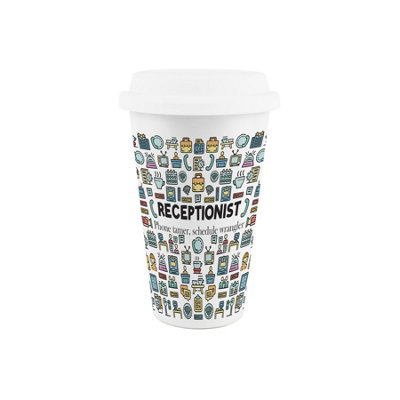 Purely Home Receptionist Ceramic Travel MugFunny Novelty Job Gifts For Office WorkersReusable Silicone Lid Double-Walled Insulated Flask from B&Q
