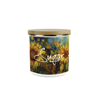 Purely Home Painted Sunflowers Sugar Storage CanisterVan Gogh Inspired Oil Paint Floral ArtworkEnamel Medium Kitchen Storage Container from B&Q