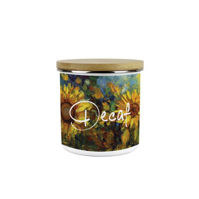 Purely Home Painted Sunflowers Decaf Storage CanisterVan Gogh Inspired Oil Paint Floral ArtworkEnamel Medium Kitchen Storage Container from B&Q