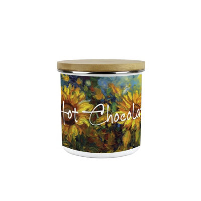 Purely Home Painted Sunflowers Hot Chocolate Storage CanisterVan Gogh Inspired Oil Paint Floral ArtworkEnamel Medium Kitchen Container from B&Q