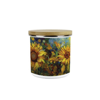 Purely Home Painted Sunflowers Kitchen Storage CanisterVan Gogh Inspired Oil Paint Floral ArtworkEnamel Medium Storage Container from B&Q