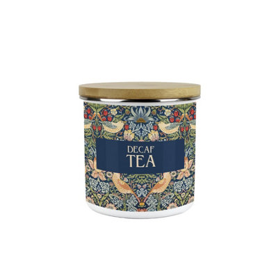 Purely Home Decaf Tea Blue Strawberry Thief Storage Canister - Morris Inspired Tapestry Artwork Homeware Gifts - Medium Sized Metal Enamel Kitchen Food/Drinks Storage Container 600Ml - Image 3