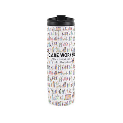 Purely Home Novelty Care Worker Travel Flask - Reusable Stainless Steel Tumbler Gift - Multicoloured - Image 3