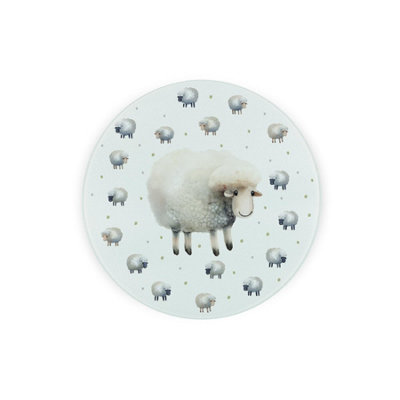 B&Q -  Spring Sheep Textured Glass Round TrivetSmall Kitchen Chopping Board - Image 4