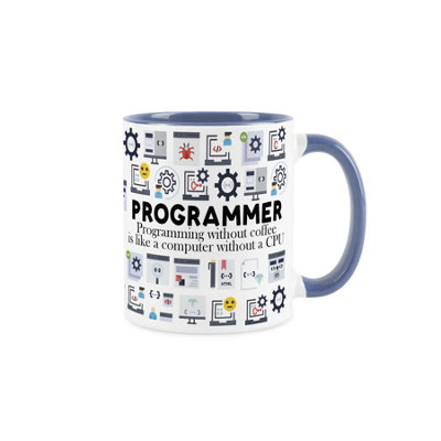 Purely Home Programmer MugHumorous Computing & Technology Operator Themed GiftsTea/coffee Hot Drinks Blue Ceramic Cup Present from B&Q