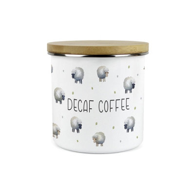 Purely Home Spring Sheep Decaf Coffee Storage CanisterCartoon Farm Animal Kitchen DécorLarge 1.2L Enamel Hot Drinks Storage Container from B&Q