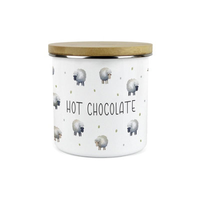 Purely Home Spring Sheep Hot Chocolate Storage CanisterCartoon Farm Animal Kitchen DécorLarge 1.2L Enamel Hot Drinks Storage Container from B&Q