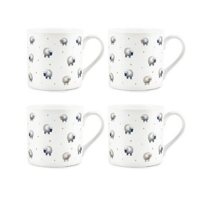 Purely Home Spring Sheep Bone China MugsSet Of 4 from B&Q
