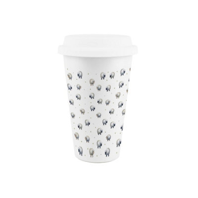 Purely Home Spring Sheep Porcelain Travel Mug - White - Image 3