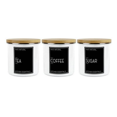 Inverted Minimalist Tea, Coffee & Sugar 1.2L Canister Set - Modern Kitchen Gifts - Image 4
