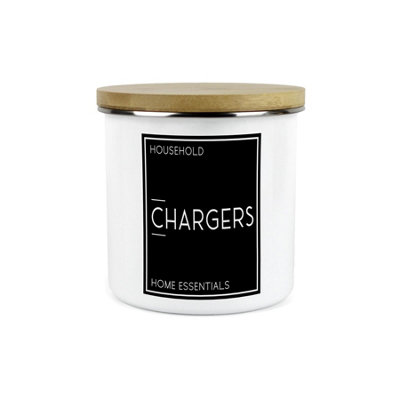 Purely Home Inverted Minimalist Chargers Storage CanisterNatural Black & White Modern DécorEnamel 1.2L Home & Bedroom Storage Container from B&Q