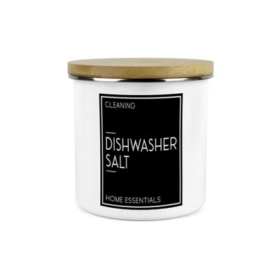 Purely Home Inverted Minimalist Dishwasher Salts Storage CanisterBlack & White Modern DécorEnamel 1.2L Home & Kitchen Storage Container from B&Q