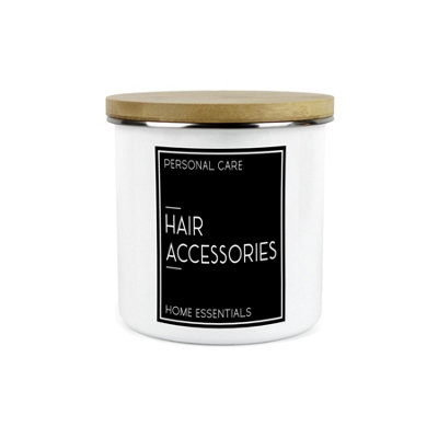 Purely Home Inverted Minimalist Hair Accessories Storage CanisterBlack & White Modern DécorEnamel 1.2L Bathroom Storage Container from B&Q