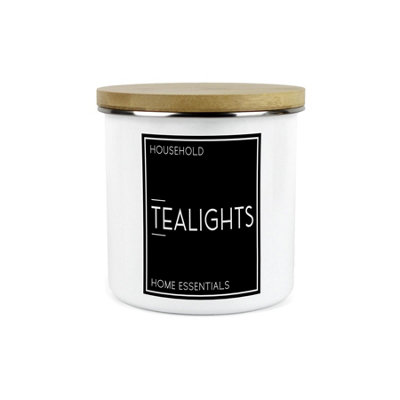 Purely Home Inverted Minimalist Tealights Storage CanisterNatural Black & White Modern DécorEnamel 1.2L Home & Bedroom Storage Container from B&Q
