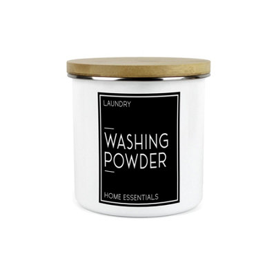 Purely Home Inverted Minimalist Washing Powder Storage CanisterNatural Black & White Modern DécorEnamel 1.2L Kitchen Storage Container from B&Q