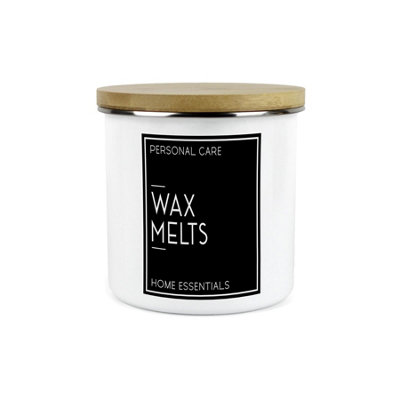 B&Q -  Inverted Minimalist Wax Melts Storage CanisterNatural Black & White Modern DécorEnamel 1.2L Home & Bedroom Storage Container